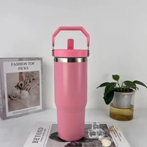 30oz Insulated Stainless Steel Sports Water Bottle with Handle and Straw, BPA-Fr